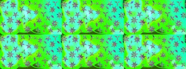 Renkli Bahar Teması eskiz kalıbı. Raster illüstrasyonu. Düz Çiçek Elementleri Tasarımı. Taslak desenli, modaya uygun kumaş deseni. Şirin çiçek elementleri..