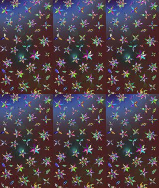 3D çiçekler, eskiz. Raster illüstrasyonu. Kahverengi renklerde.