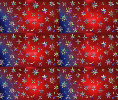 Çiçekli karalama şeklinde Raster çiçek deseni. Kibarca, kırmızı renkte yaz çiçekleri. Raster illüstrasyonu.