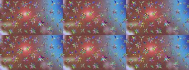 Raster illüstrasyonundaki çiçek desenli çizim. Kahverengi renkte çiçekler.