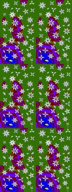 Raster illüstrasyonu. Çizim çiçek deseni duvar kâğıdı olarak kullanılabilir. Yeşil renkte çiçekler.