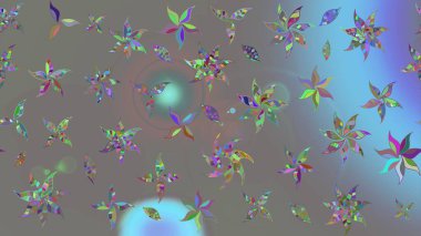 Suluboya resim taklit Raster çizimi. El çizimi, soyut ve süslü elementler. Gri renkler. Yaz çiçekleri teması. Klasik çiçekler..