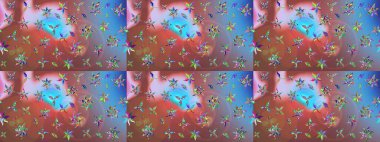 Raster illüstrasyonundaki çiçek desenli çizim. Kahverengi renkte çiçekler.