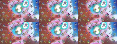 Moda baskıları için zarif bir şablon. Küçük renkli çiçekler. Robot resim. Küçük çiçekte güzel bir desen. Motley illüstrasyonu. Çiçekli yaz çiçekleri.