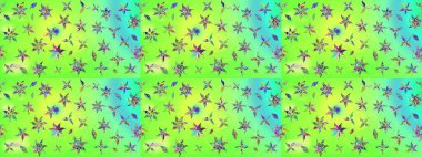 Hediye ambalaj kağıdı, tebrik kartları, posterler ve pankart tasarımı. Yeşil renkli çiçekler. Raster düz çiçek çizim deseni.