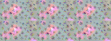 Ağaç dallı bahar çiçekleri ile desen, çiçek silueti ile gri renkler. Raster deseni.