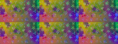 Renkli Bahar Teması eskiz kalıbı. Süslü kumaş deseni. Raster illüstrasyonundaki çiçek desenli çizim. Düz Çiçek Elementleri Tasarımı.