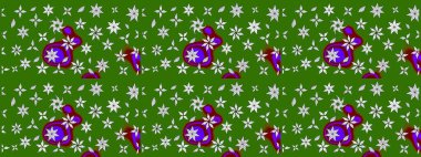 Raster Illustrasyon 'daki Çiçek Deseni' nin son moda çizimi. Yeşil renkli çiçekler. Renkli Yaz Temalı eskiz kalıbı. Düz Çiçek Elementleri Tasarımı.