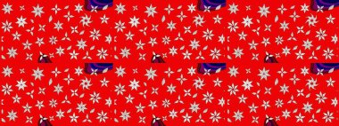 Kırmızı renkli şirin çiçek deseni. Raster Modaya uygun kumaş deseni. Renkli Bahar Teması eskiz kalıbı. Düz Çiçek Elementleri Tasarımı.