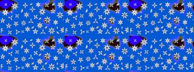 Renkli çizim kalıbı. Çiçek arkaplan. Çiçek duvar kâğıdı. Raster illüstrasyonu. Mavi renkte şirin tekstil.