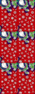 Çiçek buketleriyle klasik bir eskiz şekli. Raster illüstrasyonu. Kırmızı ve nötr renklerde.