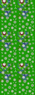 Raster düz çiçek çizim deseni. Hediye ambalaj kağıdı, tebrik kartları, posterler ve pankart tasarımı. Yeşil ve nötr renkte çiçekler.