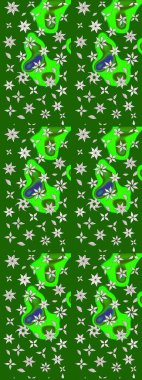 Çiçek ve yapraklı karalama şeklinde Raster çiçek deseni. Raster illüstrasyonu. Yumuşak, bahar çiçekleri yeşil ve nötr renklerde.