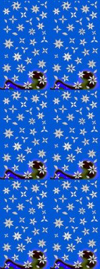 Eski usul. Kumaş, tekstil, duvar kağıdı baskısı için. Eskiz geçmişi. Raster illüstrasyonu. Raster. Tomurcukları çiçekli sevimli çiçek deseni..