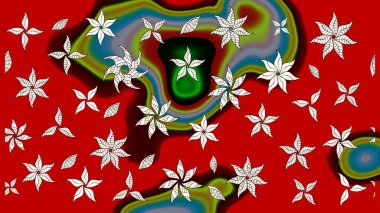 Kibarca, kırmızı renkte bahar çiçekleri. Çiçekli yumuşak bir eskiz şekli. Raster çiçekleri klasik tarzda çizilmiş. Raster illüstrasyonu.