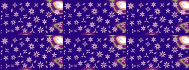 Yumuşak, mavi renkte bahar çiçekleri. Çiçek ve yapraklı karalama şeklinde Raster çiçek deseni. Raster illüstrasyonu.