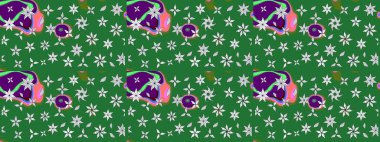 Yeşil renkte manzaralı çiçek deseni. Çiçek kompozisyonu, el boyası, hassas şablon. Üst manzara, yumuşak stil. Sevgililer günü ve tebrik kartı konsepti için şık bir davet.