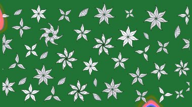 Raster illüstrasyonundaki çiçek desenli çizim. Suluboya tarzında yeşil renkte çiçekler.