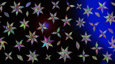 Raster illüstrasyonu. Siyah renkli çiçekler. Renkli Bahar Teması eskiz kalıbı. Çiçekli çiçek deseni, suluboya. Düz Çiçek Elementleri Tasarımı.