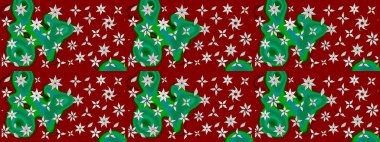 Raster illüstrasyonundaki çiçek desenli çizim. Kırmızı renkte çiçekler.