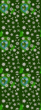 Çizim çiçek deseni duvar kâğıdı olarak kullanılabilir. Raster illüstrasyonu. Yeşil renkte çiçekler.