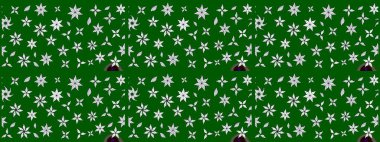 Suluboya çiçekli çiçek deseni. Raster illüstrasyonu. Yeşil renkli Asyalı tekstil.