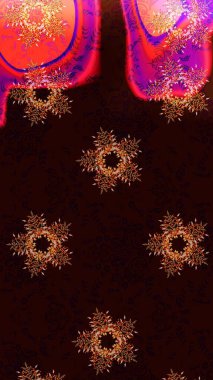 Güzel süs eşyası. Kar taneleri izole edildi. Siyah, kahverengi ve kırmızı renkte kar tanesi süsü. Kar tanesi süsü Raster illüstrasyonu.