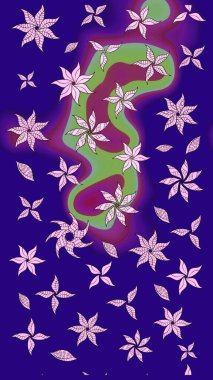 Suluboya tarzında mavi renkli çiçekler. Raster illüstrasyonunda çiçek deseni çizimi.