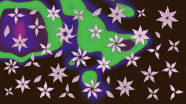 Çiçekli çizim şekli. Kahverengi renkli çiçekler. Renkli Bahar Teması eskiz kalıbı. Düz Çiçek Elementleri Tasarımı.