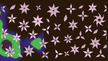 Raster illüstrasyonundaki çiçek desenli çizim. Renkli Bahar Teması eskiz kalıbı. Düz Çiçek Elementleri Tasarımı. Süslü kumaş deseni.