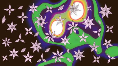 Kahverengi renkli etnik çiçeklerin olduğu zarif bir eskiz modeli. Raster Çiçek İllüstrasyonu güzel tekstil..