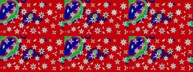 Çiçekli karalama şeklinde Raster çiçek deseni. Nazik, narin çiçek arkaplanı. Kırmızı renkte çiçekler.