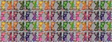 Çiçekli, kusursuz bir arkaplan. Çocuk stili. Renkli Bahar Temalı Kusursuz Arkaplan. Düz Çiçek Elementleri Tasarımı.