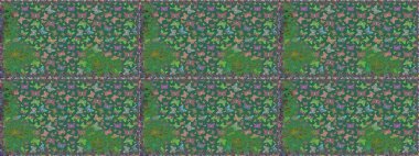 Elle çizilmiş kelebeklerle. Dekoratif Raster çizimi. Yeşil renklerin soyut arkaplanı. Renkli romantik kelebekler kusursuz desenli arka plan.