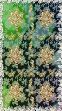 Klasik raster sarısı, kusursuz desen. Çiçek süsü kumaş deseni, cam, çiçek desenli altın elementli gri renkli metal..