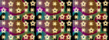 Renkli Yaz Temalı eskiz kalıbı. Sevimli çiçek raster deseni. Modaya uygun kumaş deseni. Düz Çiçek Elementleri Tasarımı.