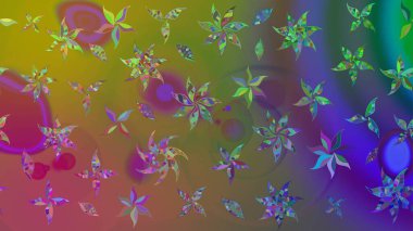 Yeşil çiçekli bahar çiçekleri. Küçük renkli çiçekler. Motley illüstrasyonu. Küçük çiçekte güzel bir desen. Moda baskıları için zarif bir şablon.