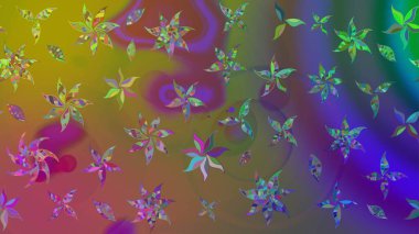 Küçük çiçekte güzel bir desen. Kahverengi çiçekli bahar çiçekleri. Küçük renkli çiçekler. Moda baskıları için zarif bir şablon. Motley illüstrasyonu.