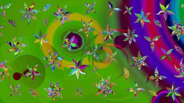Nazik, sevimli çiçek arkaplanı. Yeşil renkli çiçekler. Raster çiçek desenli ve çiçekli..