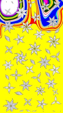 Sarı renkli çiçekler. Raster illüstrasyonu. Tropikal çizim çiçek deseni.