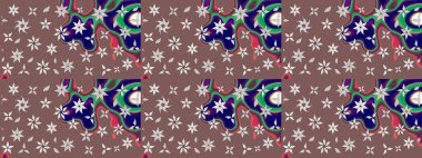 Nazik, narin çiçek arkaplanı. Çiçekli karalama şeklinde Raster çiçek deseni. Kahverengi ve nötr renkte çiçekler.