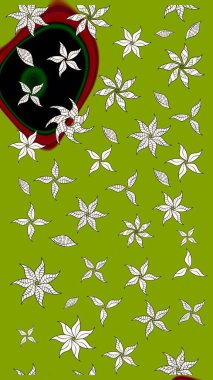 Yeşil renklerde. Yeşil renkli yeşil papatya deseni. Raster illüstrasyonu.