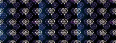 Kusursuz klasik raster altın desenli. Klasik klasik klasik arka plan. Siyah, mor ve mavi renklerde altın elementlerle kusursuz desen. Geleneksel oryantasyon süsü. Raster illüstrasyonu.