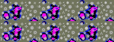 Raster düz çiçek çizim deseni. Hediye ambalaj kağıdı, tebrik kartları, posterler ve pankart tasarımı. Yeşil renkte çiçekler.