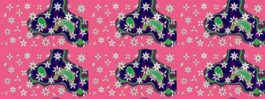 Şirin çiçekler. Çizgi çizimi kalıbı. Raster Moda kumaş deseni.