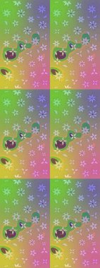 Renkli Bahar Teması eskiz kalıbı. Düz Çiçek Elementleri Tasarımı. Raster illüstrasyonundaki çiçek desenli çizim. Süslü kumaş deseni.