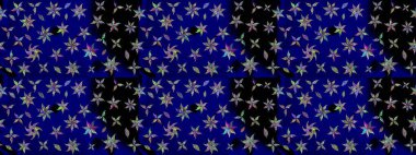 Yumuşak, mavi renkte bahar çiçekleri. Raster illüstrasyonu. Yaprak ve çiçeklerin suluboya resmi, mavi renkte çizim deseni.