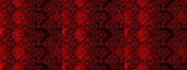 Raster illüstrasyonu. Kırmızı, siyah ve kahverengi renkli güzel tekstil. Çiçeklerle suluboya desenleri.