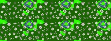 Raster illüstrasyonundaki çiçek desenli çizim. Güzel kumaş deseni. Renkli Bahar Teması eskiz kalıbı. Düz Çiçek Elementleri Tasarımı.