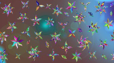 Küçük renkli çiçekler. Küçük çiçekte güzel bir desen. Kahverengi çiçekli bahar çiçekleri. Moda baskıları için zarif bir şablon. Motley illüstrasyonu.